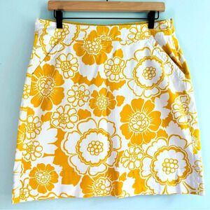 Boden Gold Yellow White Floral Retro Mini Skirt